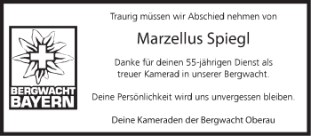Traueranzeige von Marzellus Spiegl von merkurtz