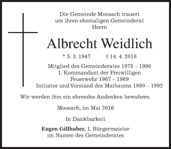 Traueranzeige von Albrecht Weidlich