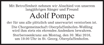 Traueranzeige von Adolf Pompe von merkurtz