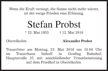 Traueranzeige von Stefan Probst von merkurtz