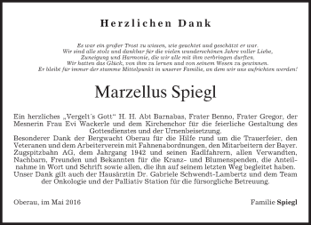 Traueranzeige von Marzellus Spiegl von merkurtz