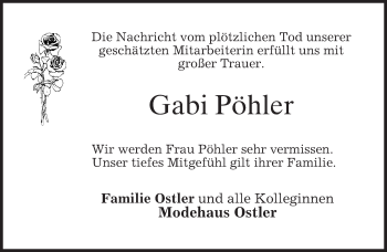 Traueranzeige von Gabi Pöhler von merkurtz