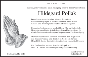 Traueranzeige von Hildegard Pollak