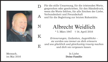 Traueranzeige von Albrecht Weidlich