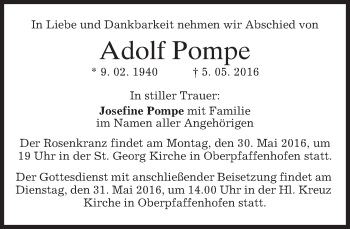Traueranzeige von Adolf Pompe von merkurtz