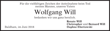 Traueranzeige von Wolfgang Will