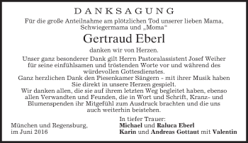 Traueranzeige von Gertraud Eberl von merkurtz