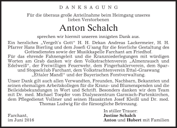 Traueranzeige von Anton Schalch von merkurtz