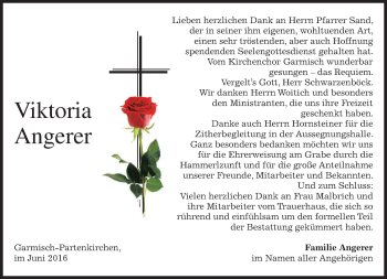 Traueranzeige von Viktoria Angerer von merkurtz