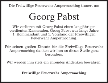 Traueranzeige von Georg Pabst von merkurtz