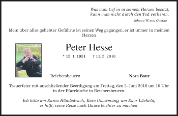 Traueranzeige von Peter Hesse von merkurtz