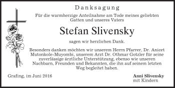 Traueranzeige von Stefan Slivensky