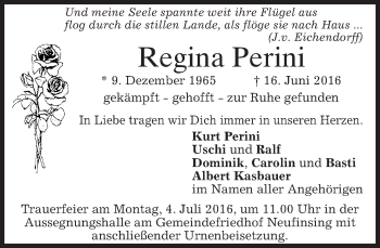 Traueranzeige von Regina Perini