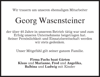 Traueranzeige von Georg Wasensteiner von merkurtz