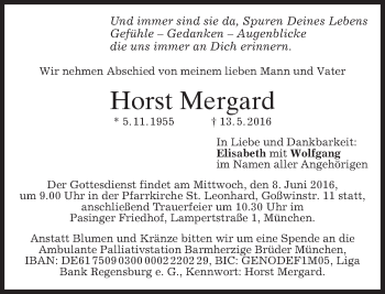 Traueranzeige von Horst Mergard von merkurtz