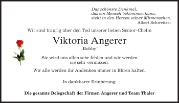 Traueranzeige von Viktoria Angerer von merkurtz