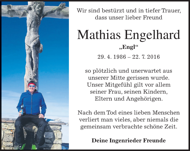  Traueranzeige für Mathias Engelhard vom 28.07.2016 aus merkurtz