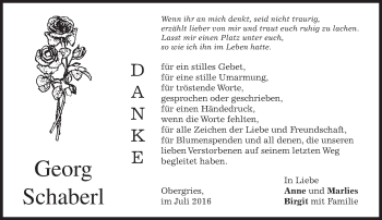 Traueranzeige von Georg Schaberl von merkurtz
