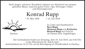 Traueranzeige von Konrad Rupp von merkurtz