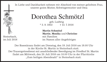Traueranzeige von Dorothea Schmötzl von merkurtz