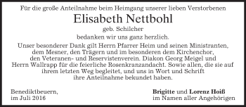 Traueranzeige von Elisabeth Nettbohl von merkurtz