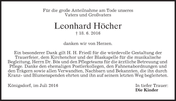 Traueranzeige von Leonhard Höcher von merkurtz