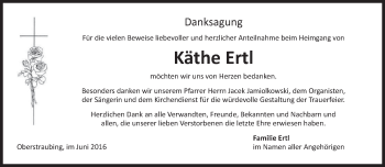 Traueranzeige von Käthe Ertl von merkurtz