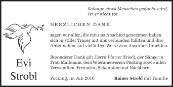 Traueranzeige von Evi Strobl von merkurtz