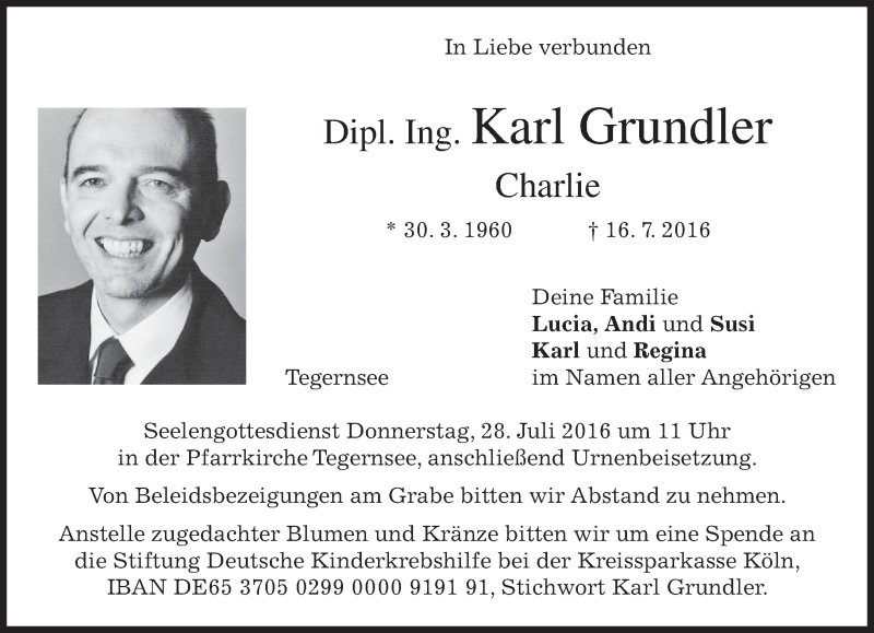 Traueranzeige für Karl Grundler vom 20.07.2016 aus merkurtz