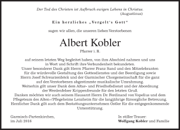 Traueranzeige von Albert Kobler von merkurtz