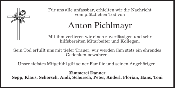 Traueranzeige von Anton Pichlmayr von merkurtz