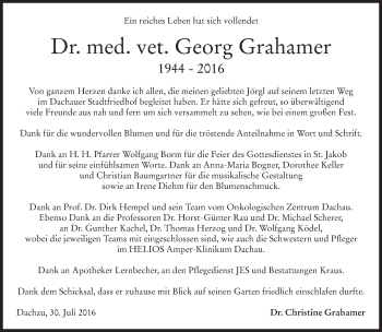 Traueranzeige von Georg Grahamer von merkurtz