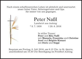 Traueranzeige von Peter Naßl von merkurtz