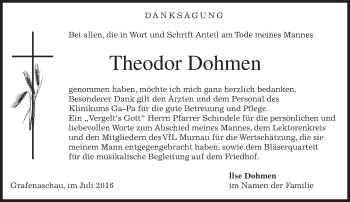 Traueranzeige von Theodor Dohmen von merkurtz