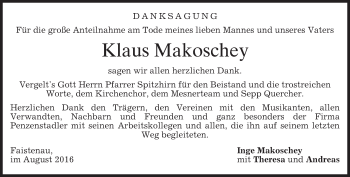 Traueranzeige von Klaus Makoschey von merkurtz
