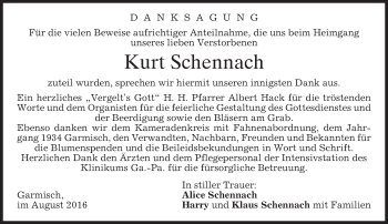 Traueranzeige von Kurt Schennach von merkurtz