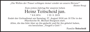 Traueranzeige von Heinz Teitscheid von merkurtz