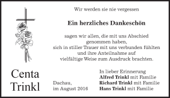 Traueranzeige von Centa Trinkl von merkurtz