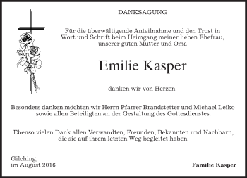 Traueranzeige von Emilie Kasper von merkurtz