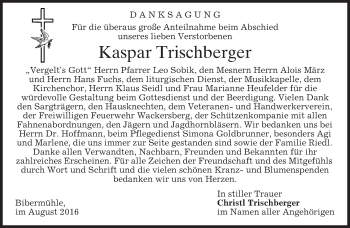 Traueranzeige von Kaspar Trischberger von merkurtz