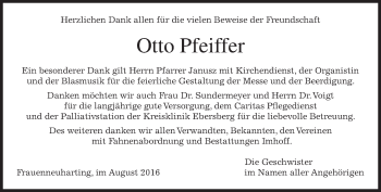 Traueranzeige von Otto Pfeiffer von merkurtz