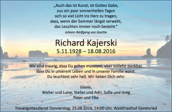 Traueranzeige von Richard Kajerski von merkurtz