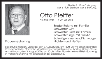 Traueranzeige von Otto Pfeiffer von merkurtz