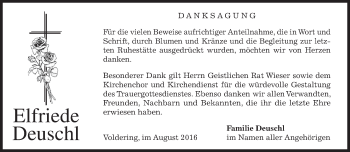 Traueranzeige von Elfriede Deuschl von merkurtz