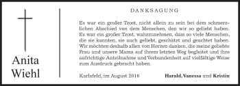 Traueranzeige von Anita Wiehl von merkurtz