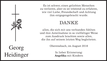 Traueranzeige von Georg Heidinger von merkurtz