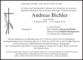 Traueranzeige von Andreas Bichler von merkurtz
