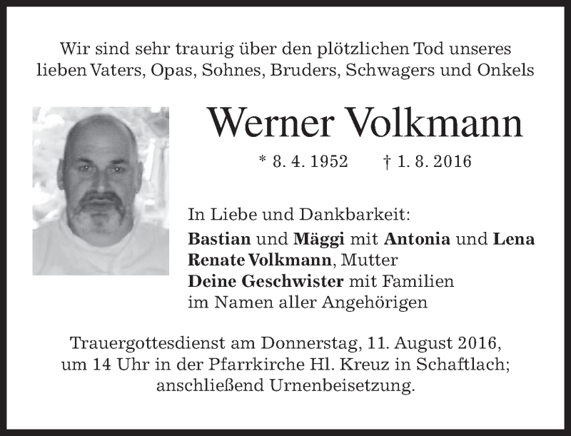 Traueranzeigen Von Werner Volkmann | Trauer.merkur.de