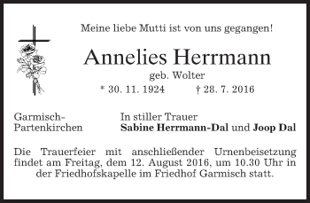 Traueranzeige von Annelies Herrmann von merkurtz