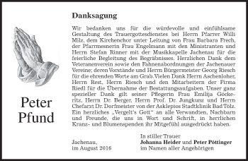 Traueranzeige von Peter Pfund von merkurtz